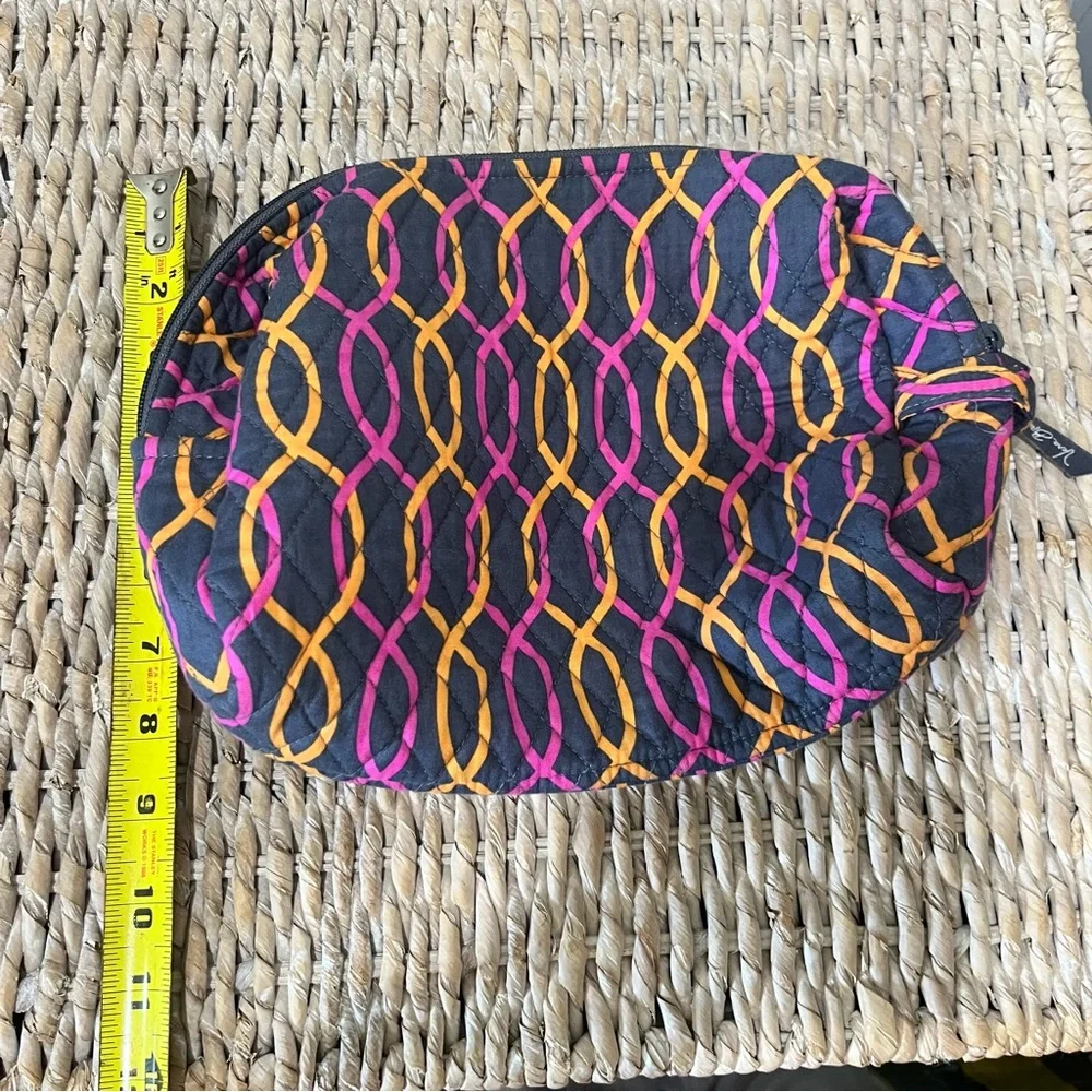 VERA BRADLEY‎ Woman's Floral Geometric Cosmetic Makeup Bag Orange Pink Gray.